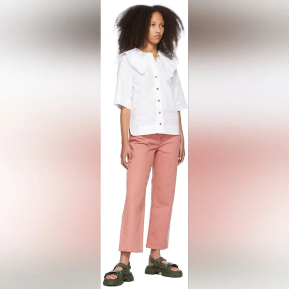 🆕️ GANNI Pink Yarn-Dyed Straight Jeans - Picture 2 of 14